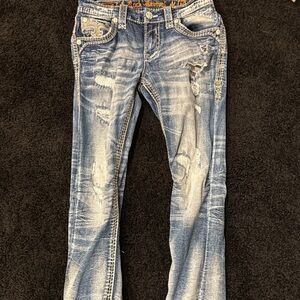 Rock Revival Light Blue Distressed Jeans